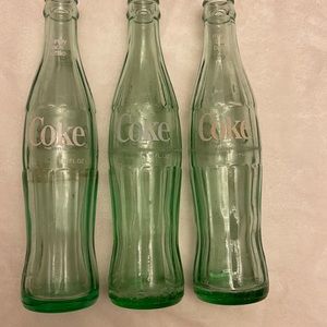 (3) Vintage Coke Glass Bottles-Offer/Bundle Save